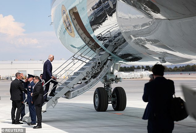 President Joe Biden boards Air Force One in Las Vegas after testing positive for COVID