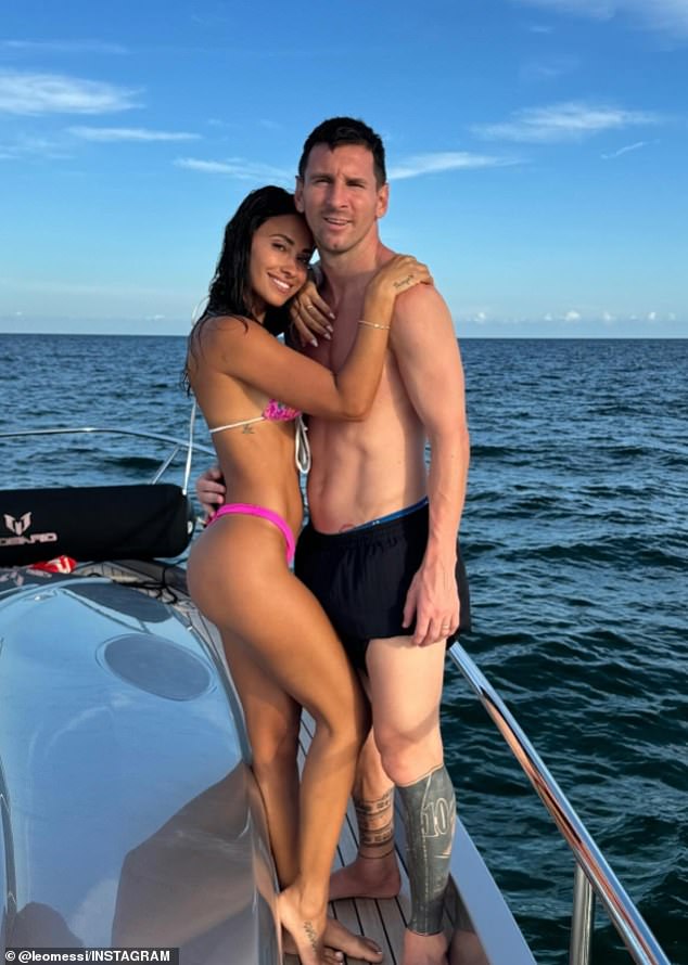 Lionel Messi is making the most of the summer on a boat with his stunning wife, Antonela