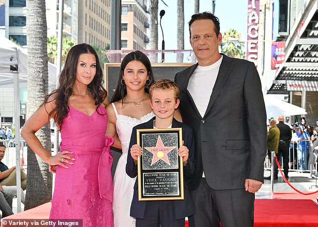 Vince Vaughn made a rare public appearance with his Kyla, 45, and their two children, 13-year-old daughter Locklyn and 11-year-old son Vernon to celebrate the unveiling of his star on the Hollywood Walk of Fame on Monday