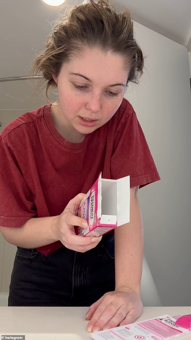 In the video, she flashes a bag full of pregnancy tests to the camera as she vlogs herself going through the process of taking her initial test