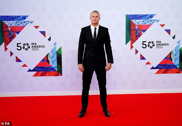 Haaland pictured at last year's PFA awards where he was named as the Player of the Year