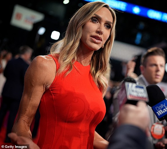 ATLANTA, GEORGIA - JUNE 27: Lara Trump, co-chair of the Republican National Committee speaks to reporters in the spin room following the CNN Presidential Debate between U.S. President Joe Biden and Republican presidential candidate, former U.S. President Donald Trump at the McCamish Pavilion on the Georgia Institute of Technology campus on June 27, 2024 in Atlanta, Georgia. President Biden and former President Trump are faced off in the first presidential debate of the 2024 campaign. (Photo by Andrew Harnik/Getty Images)