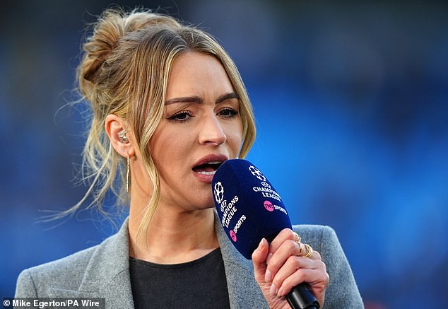 Laura Woods pictured working for TNT Sports during last season's UEFA Champions League