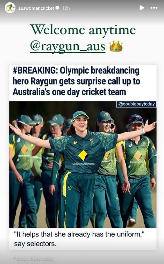 Australia's women's cricket team have said Raygun is welcome on their team