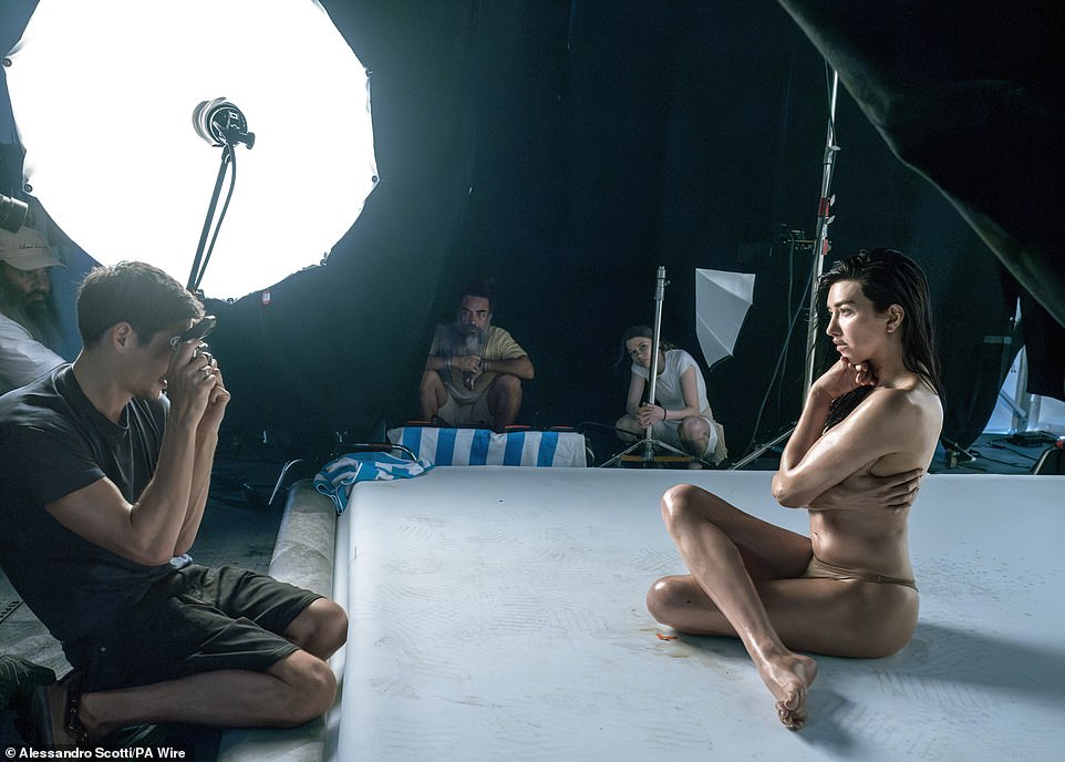 Visual artist Martine Gutierrez went topless for the spread, donning just a tiny nude thong for her shot