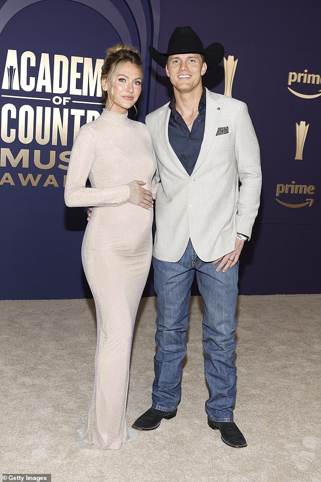 Country singer Parker McCollum and his wife Hallie Ray Light have welcome their first child together - a baby boy, giving him a very unique name; seen together on May 16, 2024 at the Country Music Awards in Texas