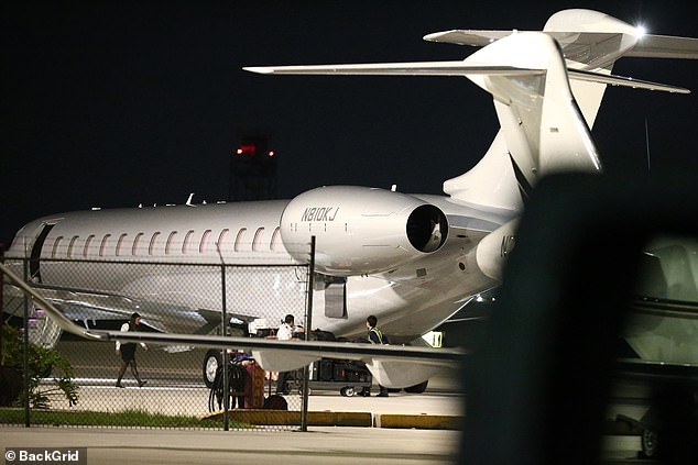 Air Force Jenner: The couple were aboard  her swish private jet