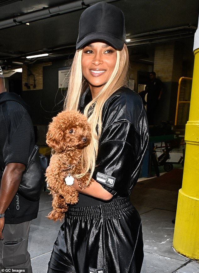 Ciara blew through two sizzling leather outfits when she was spotted dashing around New York City and seeing the sights Tuesday with her dog Bronco