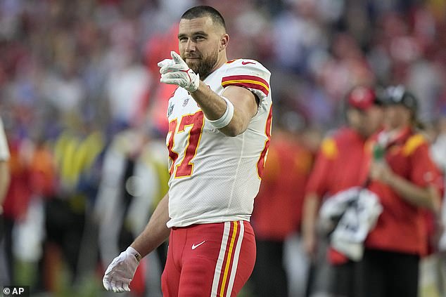 The 34-year-old Kelce used to play with much shorter hair for the Kansas City Chiefs