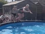 Moments after this video was taken, mum-of-three belly-flops into 14ft garden swimming pool and breaks her neck