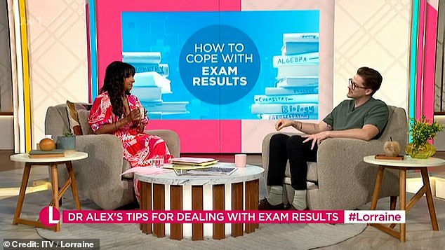 Lorraine host Ranvir Singh abd Dr Alex George discussed the difficulties facing students in the build up to Results Day