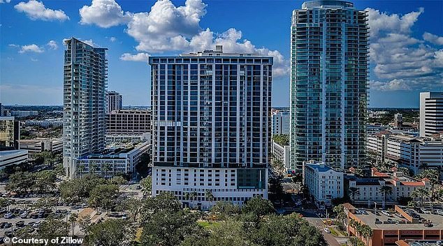 This two-bed condo in Saint Petersburg, Florida, has been reduced from $1.2million to $715,000 amid a mass market sell off sparked by safety fears and rising owner fees