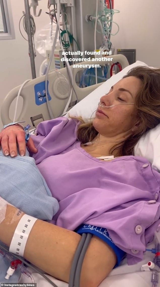 The mother-of-two was diagnosed with a brain aneurysm in March when she was rushed to hospital after experiencing sudden loss of vision, with surgery being scheduled in July before it was pushed back to August