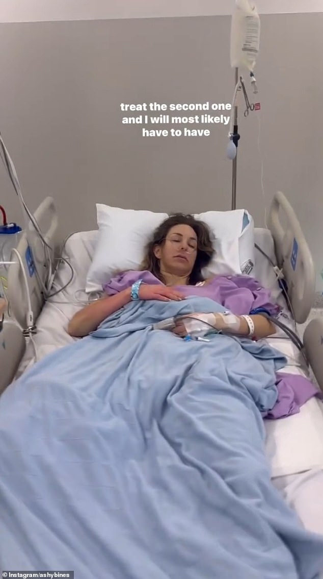 She revealed in a video uploaded to Instagram on Wednesday that surgeons were able to remove the first aneurysm, but discovered a second they were unable to remove in the process