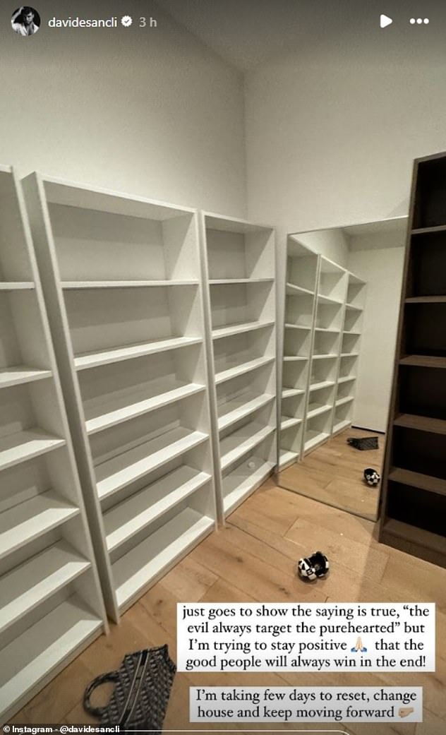 The Italian hunk took to Instagram on Thursday to explain his social media absence. Sharing pictures of an empty closet and drill holes where a safe once stood, Davide thanked his fans for their concern