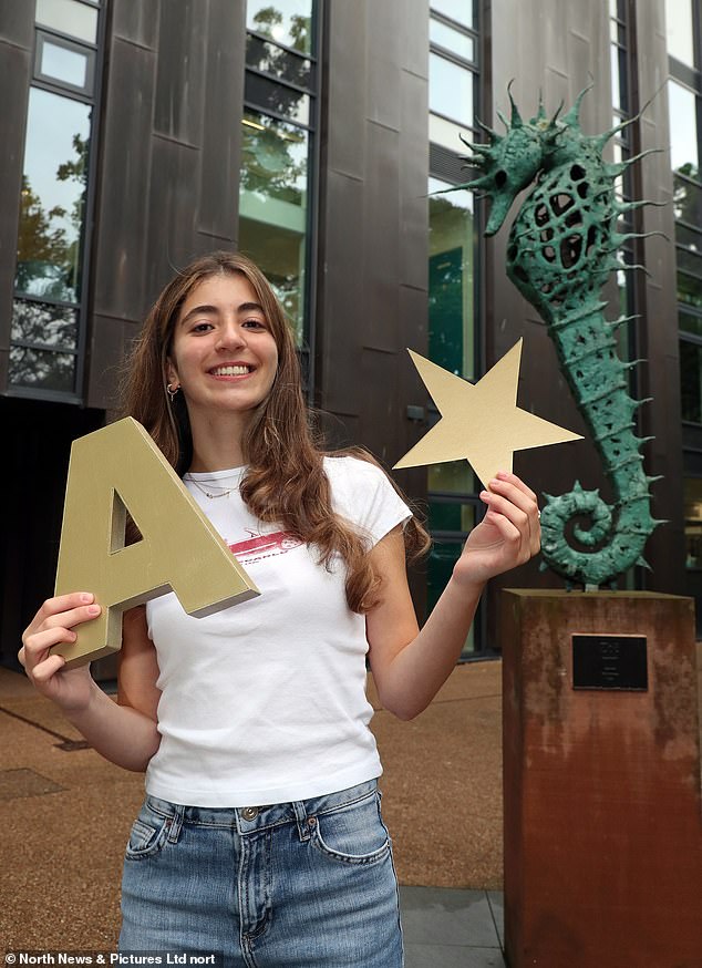 Leena Hamza at Newcastle High School for Girls got three A*s today and will study medicine at Imperial College London