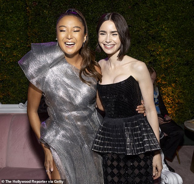 Lily and her co-star Ashley Park, who play best friends, showed they are just as close off screen as they laughed together at the premiere