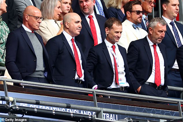 United have instituted changes off the field with a host of new faces tasked with restoring the club to its former glories. Pictured (L-R): Ineos Head of Sport Sir Dave Brailsford, CEO Omar Berrada, sporting director Dan Ashwrorth and techinal director Jason Wilcox