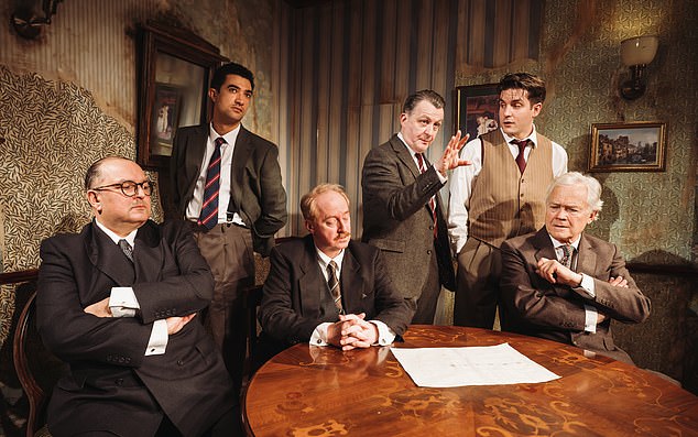 The cast of Katherine Moar's production of Farm Hall at the Theatre Royal, Haymarket