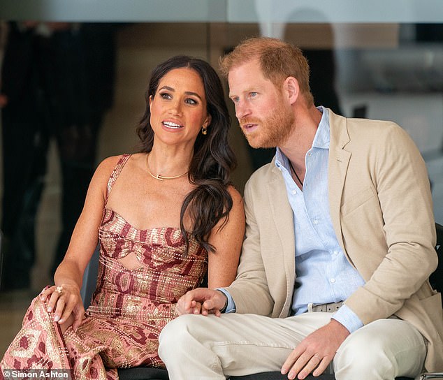 Harry and Meghan watch dancers at Centro Nacional de las Artes Delia Zapata yesterday