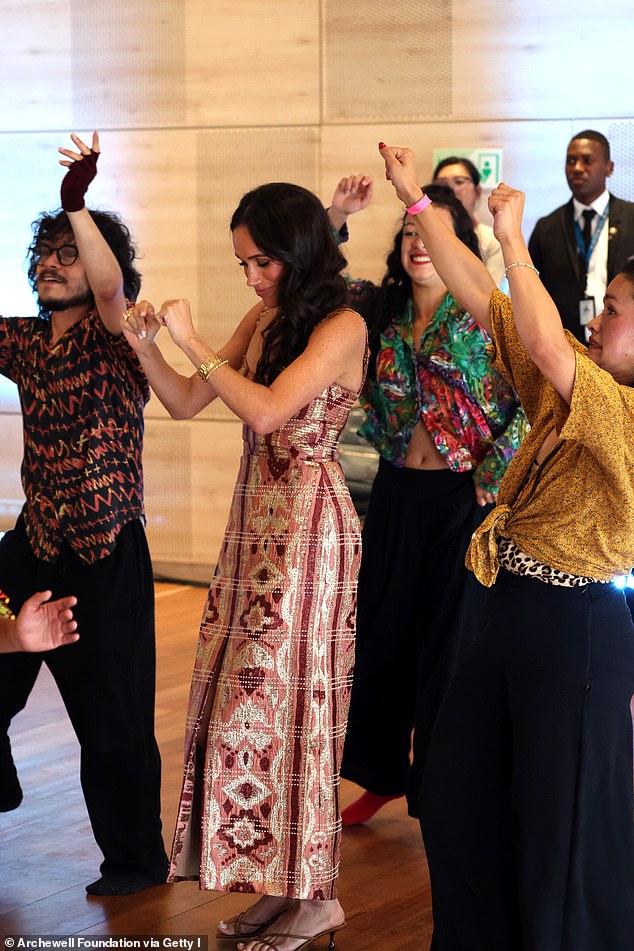 Harry and Meghan at Centro Nacional de las Artes Delia Zapata in Bogota yesterday