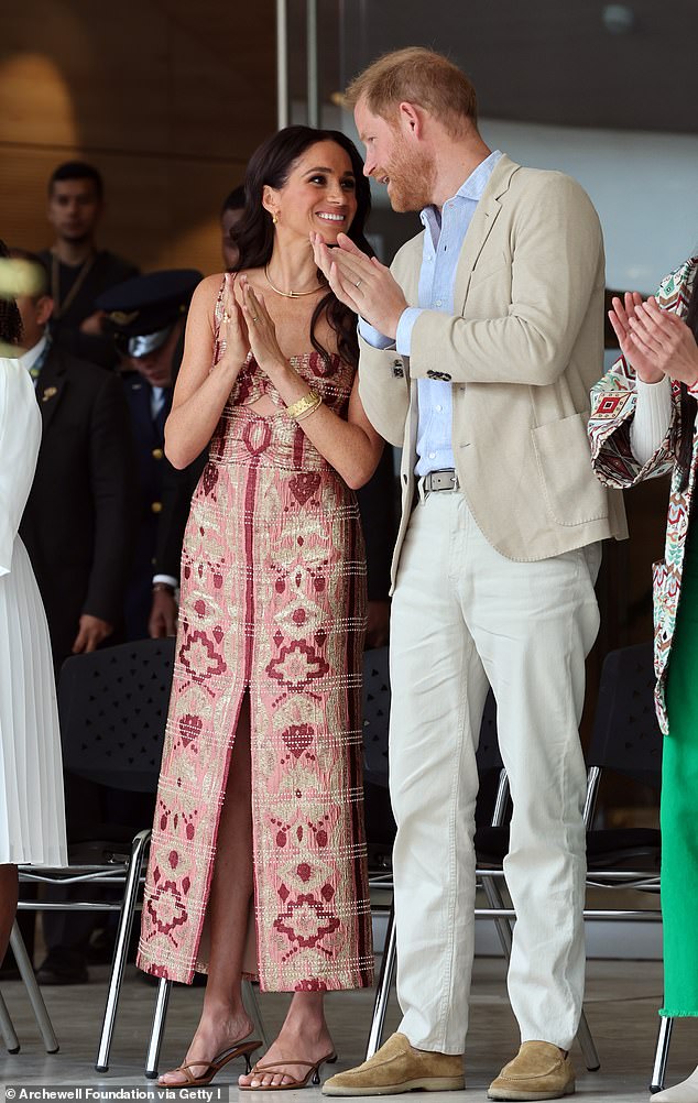 Harry and Meghan watch dancers at Centro Nacional de las Artes Delia Zapata yesterday