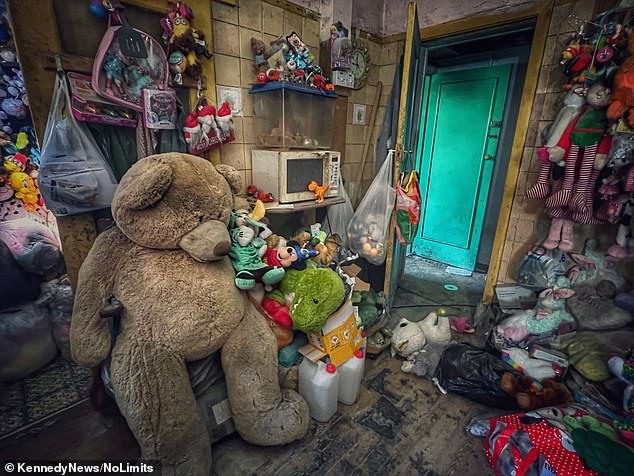 All rooms in the bungalow are filled from floor to ceiling with soft toys in all shapes and sizes