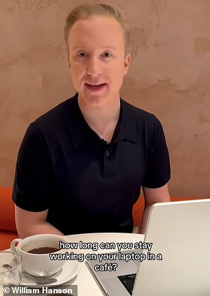 Etiquette expert William Hanson, in a viral TikTok video, explains that the maximum amount of time you should work on your laptop in a café without ordering anything is 45 minutes