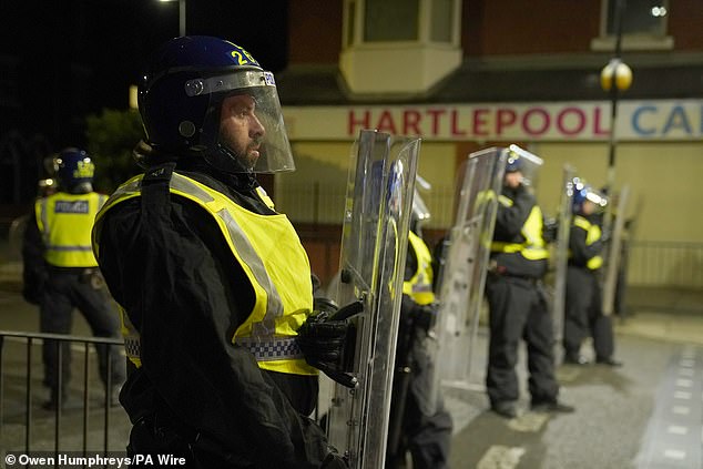 Police responding to the violent protests in Hartlepool on July 31, two days after the Southport stabbings