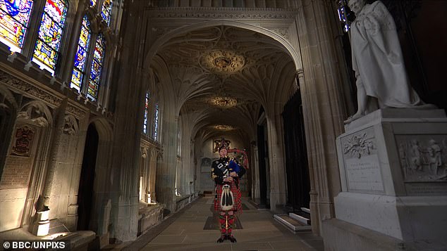 The Queen's coffin was placed for a committal service at St George's Chapel in the grounds of Windsor Castle, where she was buried next to her husband Prince Phillip