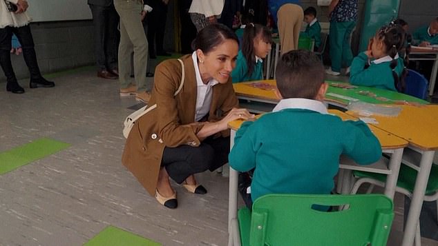 Meghan was heard showing off her Spanish skills during a shot conversation with one student