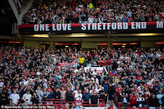 The Stretford End made their feelings towards the Glazers known in the 19th minute