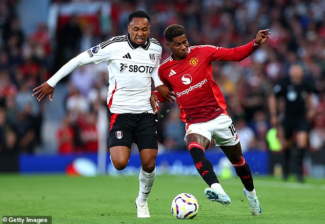 Marcus Rashford (right) was positive in his running and looked to tee up Mount for an opener