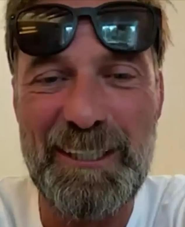 The announcement video saw Klopp, 57, in high spirits enjoying his break from the game