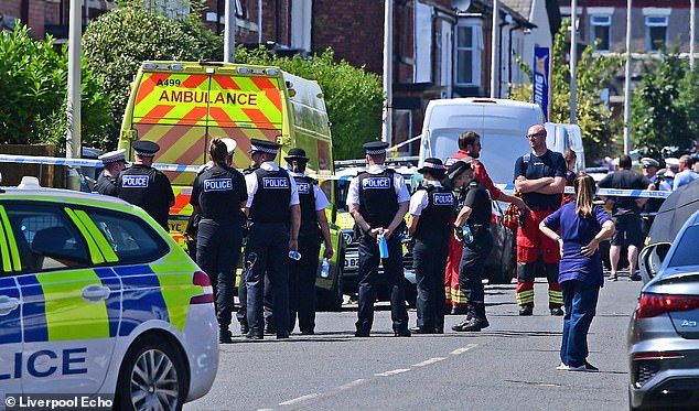 Merseyside Police, pictured at the scene on July 29, said the other children injured in the attack have all since been discharged from hospital and are recovering at home