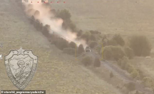 The day this happened - August 12 - another video showed a daring bid by Ukrainian troops to crash through the border at high speed in a Kozak-2 armoured vehicle