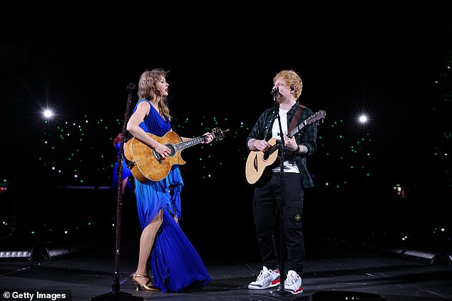 It comes after her first concert date included a heart, which fans believed was hinting the surprise appearance of her beloved pal Ed Sheeran , 33 (Pictured Thursday)