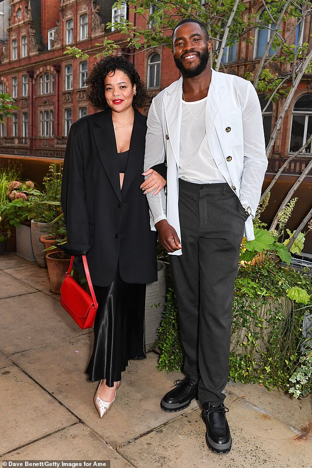 Bridgerton's Martins Imhangbe looked dapper in a sheer white jacket and It's A Sin's Lydia West looked elegant in a silk skirt and oversized blazer