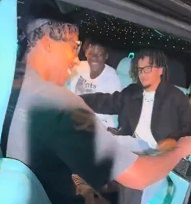 Now footage has emerged of the centre-back trying to get into a limousine while enjoying an evening with Mainoo