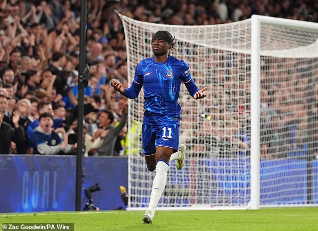 Noni Madueke came off the bench to score Chelsea's second in the play-off first leg