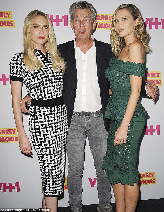 Fifth marriage: David, shown with daughters Erin and Sara in June 2016 in Los Angeles, has been married four times previously and has five daughters and seven grandchildren