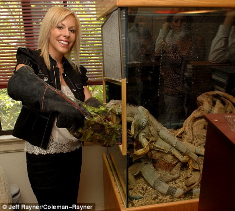 Rachelle Spector feeds Phil's iguanas