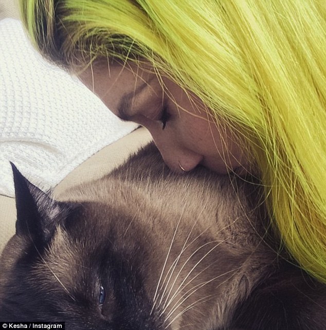 'My everything' The singer Instagrammed a photo of herself kissing her beloved Siamese cat Mr. Peep$ before she headed off to the airport on Thursday