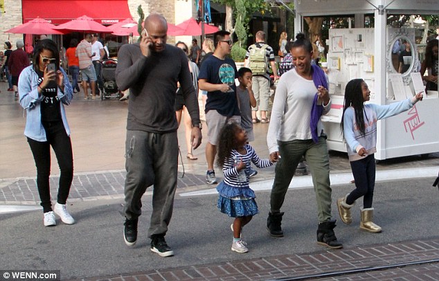 Together: Mel B was seen out and about in Los Angeles earlier in the week with husband Stephen Belafonte and her three daughters, Phoenix Chi, Angel and Madison - pictured on Monday