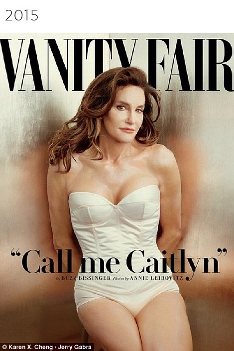 Then and now: In 1915, Vanity Fair also featured an illustration on its cover. One of its most recent issues, however, featured the first official picture of transgender Caitlyn Jenner (pictured)