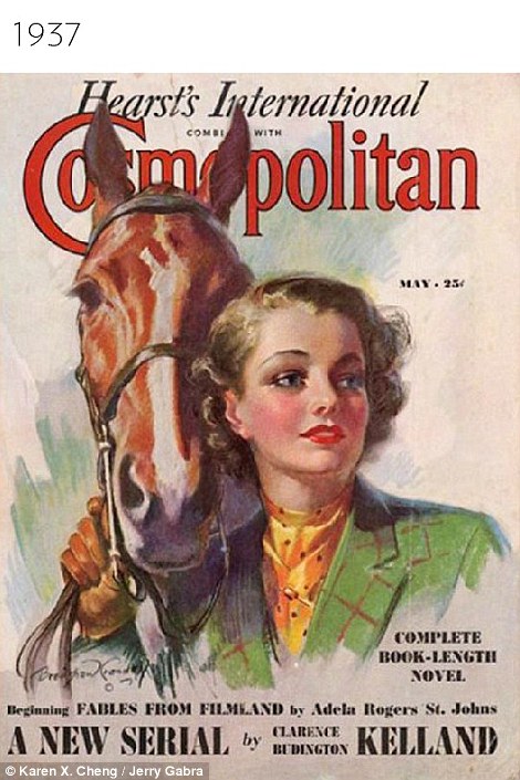 From wholesome to hot: In 1937 Cosmopolitan was a literary magazine featuring illustrations (pictured), and now its covers more often than not feature female celebrities wearing figure-hugging ensembles, including this 2015 cover of Nicki Minaj