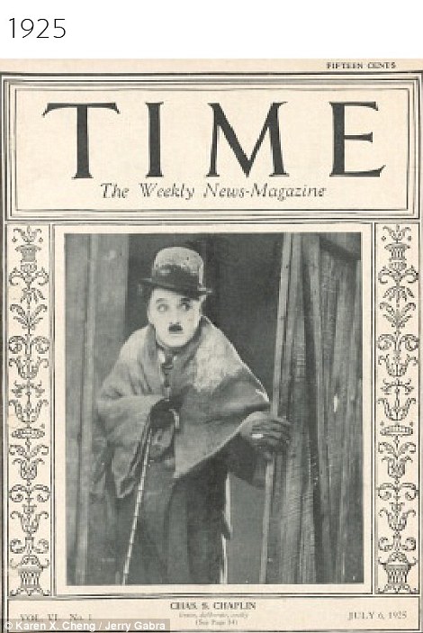 Famous faces: Charlie Chaplin starred on a 1925 cover of Time (pictured), while Mark Zuckerberg was chosen as the Person of the Year in 2010