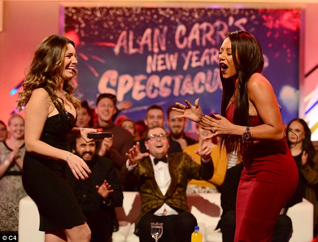 Spirited duo:  Mel B was also joined by Kelly Brook for the New Year's Eve celebrations, set to air on Thursday, playing a game involving electric shocks