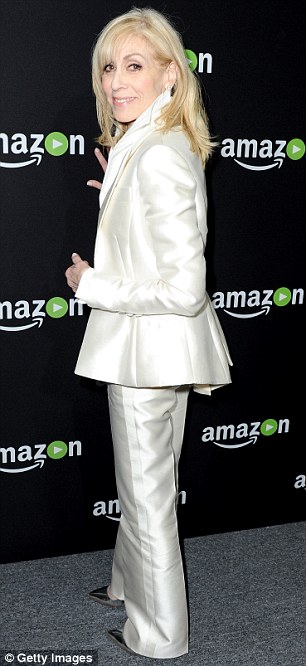 All white on the night: Judith Light arrived at the bash in a flamboyant white satin suit and high-collared shirt