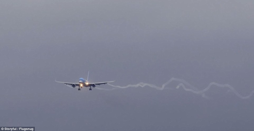 Sometimes vortices can be seen. These are mostly created when a plane is flying slow and the wings are working hardest to produce lift